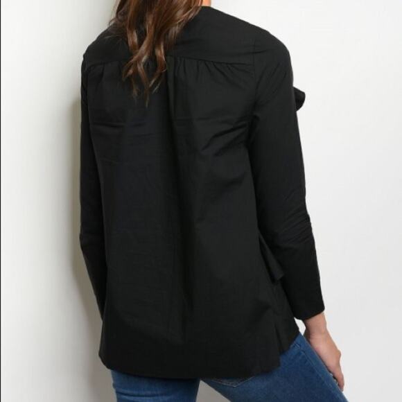Ruffle Black Top Long Sleeve - Picture 3 of 5